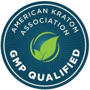 American Kratom Association GMP Qualified Logo: Good Manufacturing Practices.