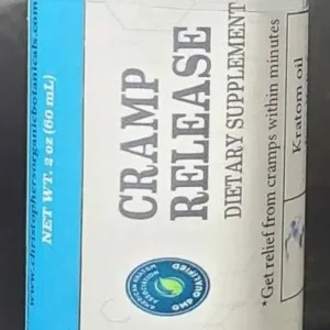 Cramp release kratom oil front of the bottle with label