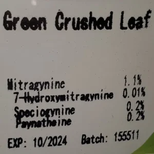 Green Crushed Leaf kratom batch 155511 Front of the package