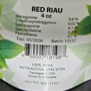 Red Riau kratom powder 15532 front of the package
