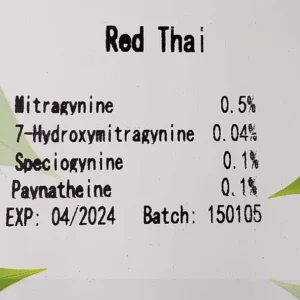 Red Thai Kratom Powder Batch 150105 front of the package