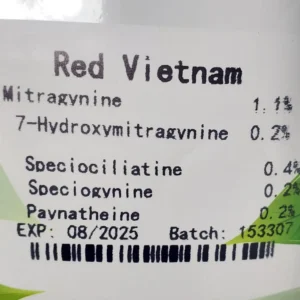 Red Vietnam kratom powder batch 153307 front of the package