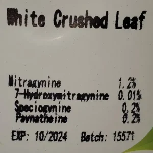 White Crushed Leaf kratom batch 15571 Front of the package