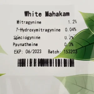 White Mahakam kratom Batch 153203 Label Details