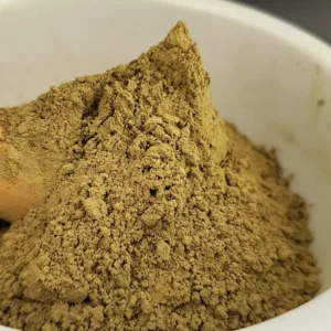 Yellow Vietnam Raw Kratom Powder, Batch 151209, Displayed in Bowl.