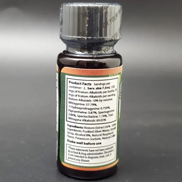 original kratom tincture product facts label on bottle