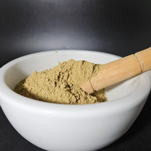 Premium Red Vietnam Kratom Powder, Batch #153309, Displayed in a Traditional Apothecary Bowl.