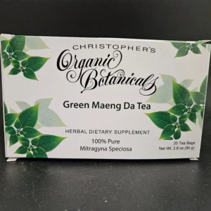 20-count Green Maeng Da tea bags, crafted from quality green crushed leaf kratom.