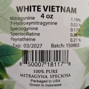 Freshly Packaged White Vietnam Batch 150903: High-Quality Kratom.