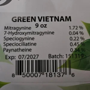 Green Vietnam Kratom Batch 151319 Alkaloid Content