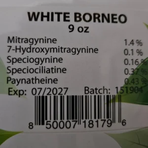 White Borneo Kratom Batch 151904 Alkaloid Content Analysis